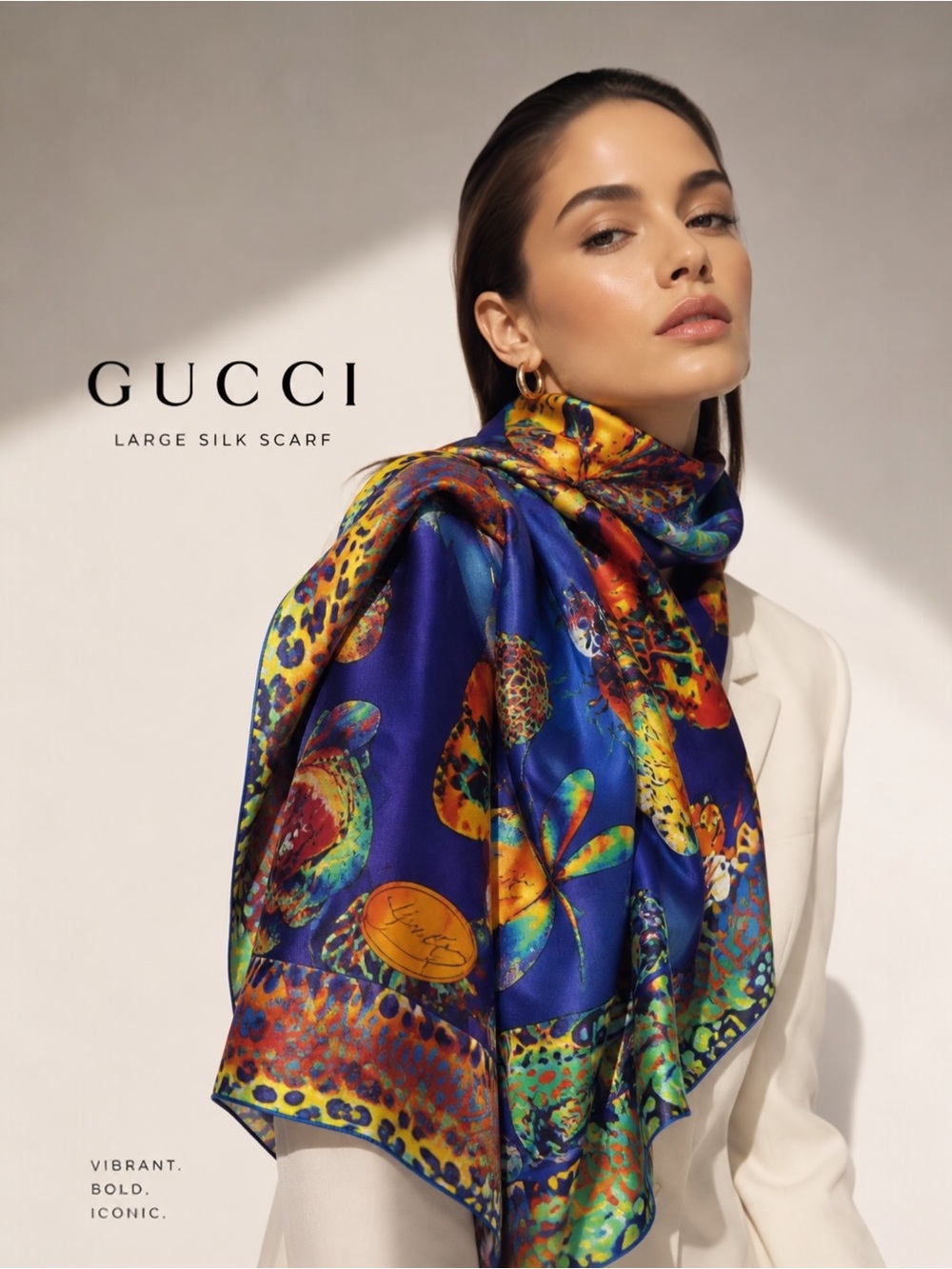 ✨ RARE VINTAGE GUCCI INSECTS & BUTTERFLIES SILK SCARF ✨🦋
